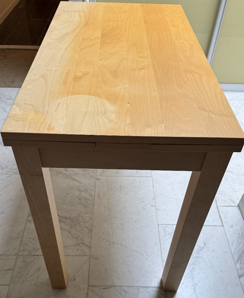 grenen uitschuifbare tafel | bureau | ikea Bjursta, Huis en Inrichting, Ophalen, Gebruikt, Rechthoekig, 50 tot 100 cm
