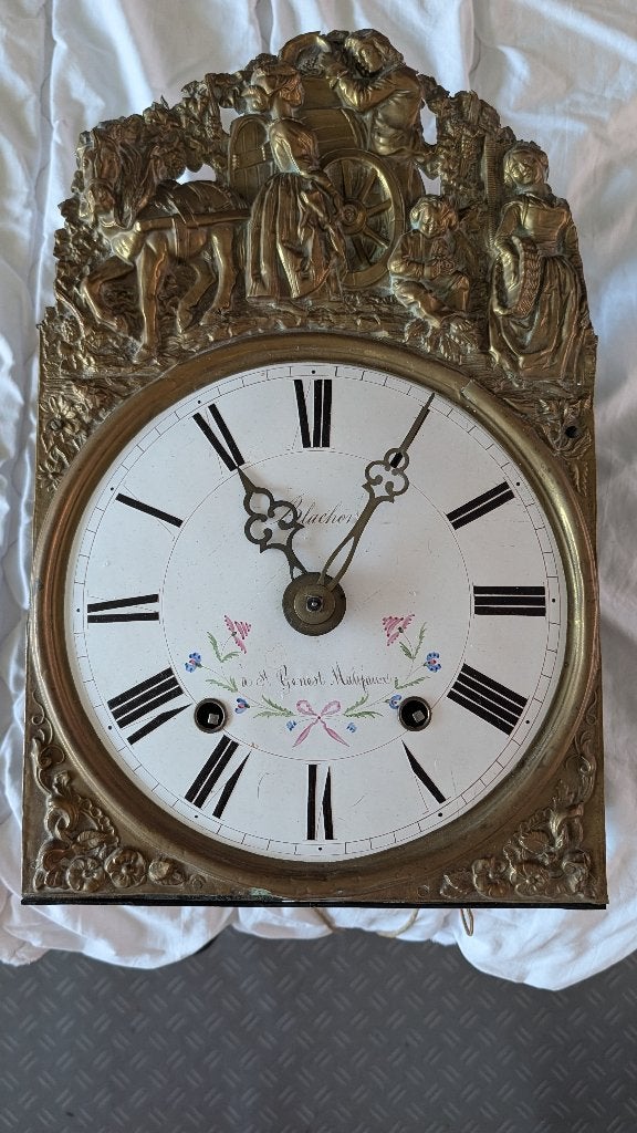 Antieke Comtoise Klok met Bronzen Bezel, Ophalen
