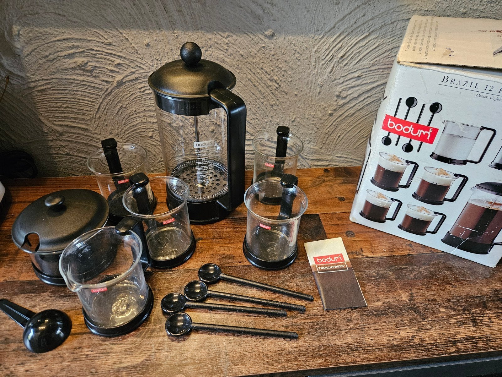 Bodum Brazil French Press Koffiezetapparaat Set - 12 Delig, Gemalen koffie, Ophalen of Verzenden, 4 tot 10 kopjes, Koffiemachine
