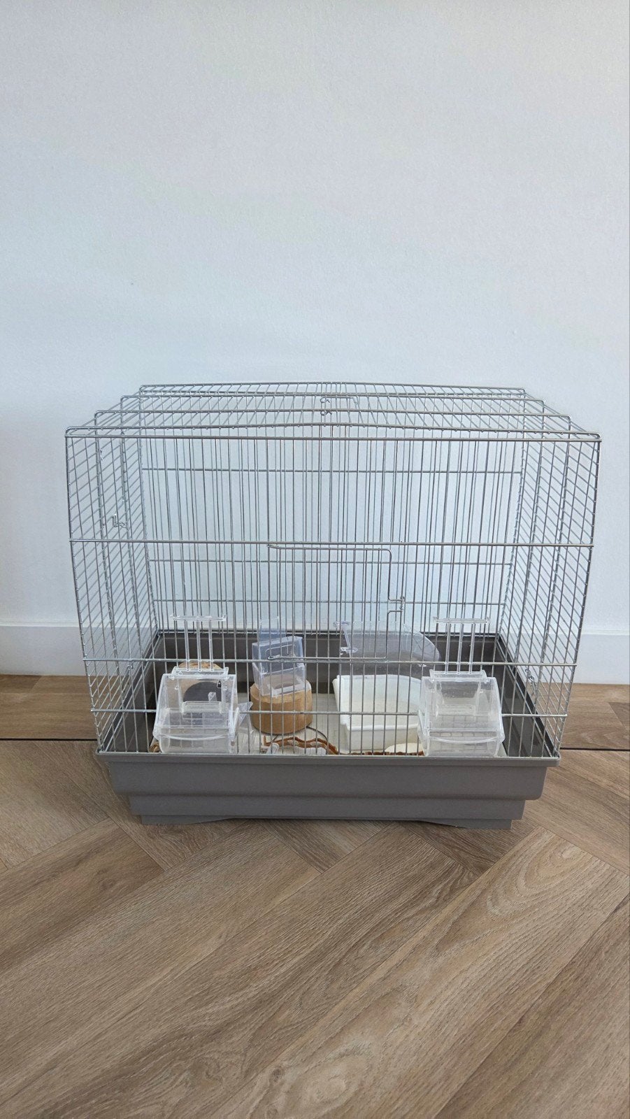 Vogelkooi met verschillende toebehoren, Ophalen, Gebruikt, Kooi-accessoires