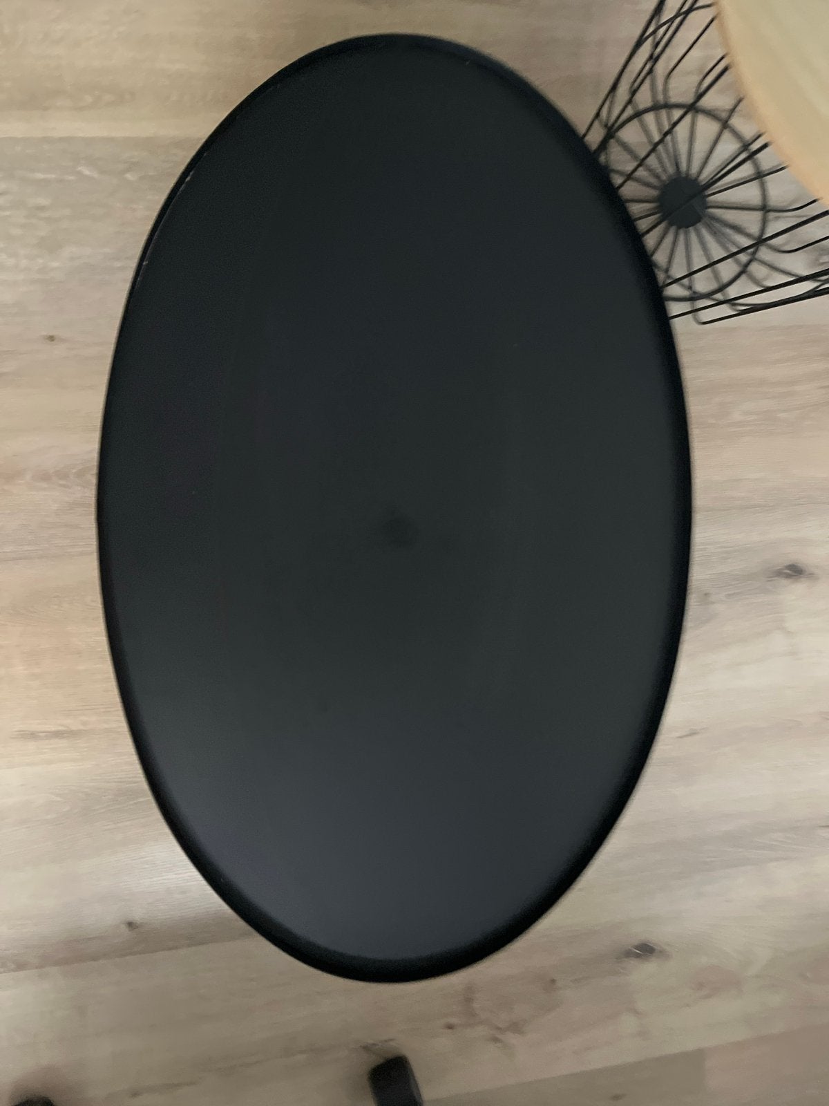 Stijlvolle Tafeltjes Set: Ovaal Zwart & Rond Hout/Metaal, Metaal of Aluminium, Zo goed als nieuw, 75 cm of meer, Ovaal