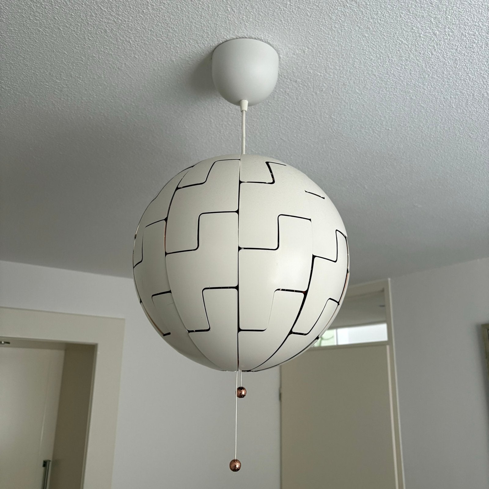 IKEA PS 2014 Hanglamp 35 cm wit/koperkleur, Ophalen of Verzenden, Zo goed als nieuw, Metaal, E27 (groot)