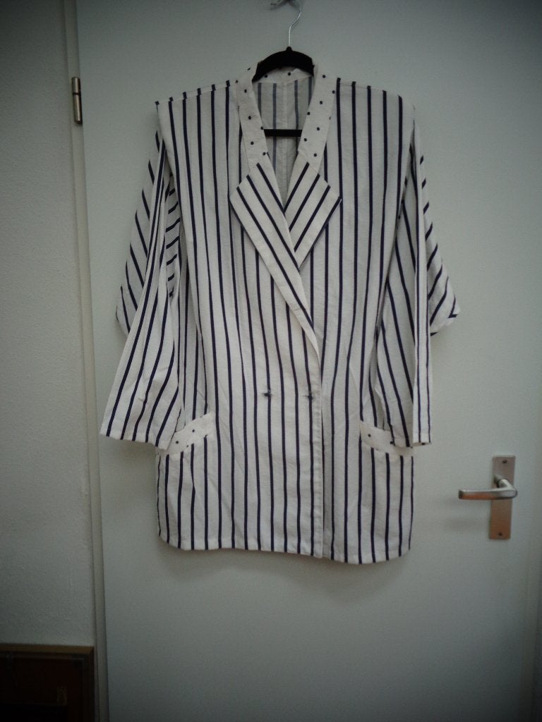 Wit blauw jasje, lange mouw, maat 46, Ophalen of Verzenden, Zo goed als nieuw, Maat 46/48 (XL) of groter, Wit