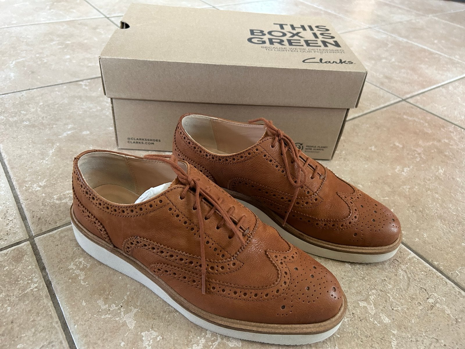Clarks Baille Brogue Leren Schoen - Maat 39.5, Verzenden, Bruin, Overige typen