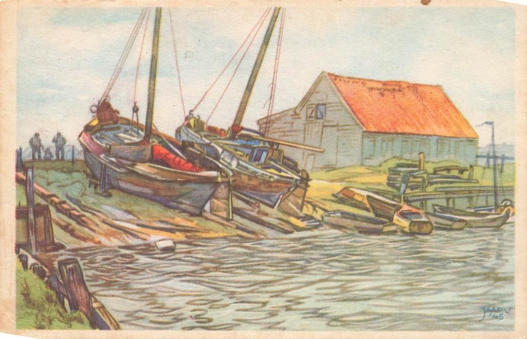 Bunschoten-Spakenburg, is nog wark bie Zijltjes op helling, Ophalen of Verzenden, 1940 tot 1960, Gelopen, Utrecht