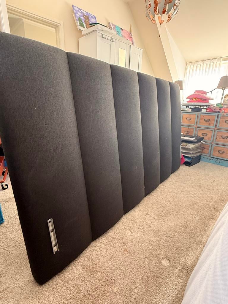 Tempur bed achterwand antraciet stof, Ophalen, Gebruikt, Tweepersoons, Overige maten