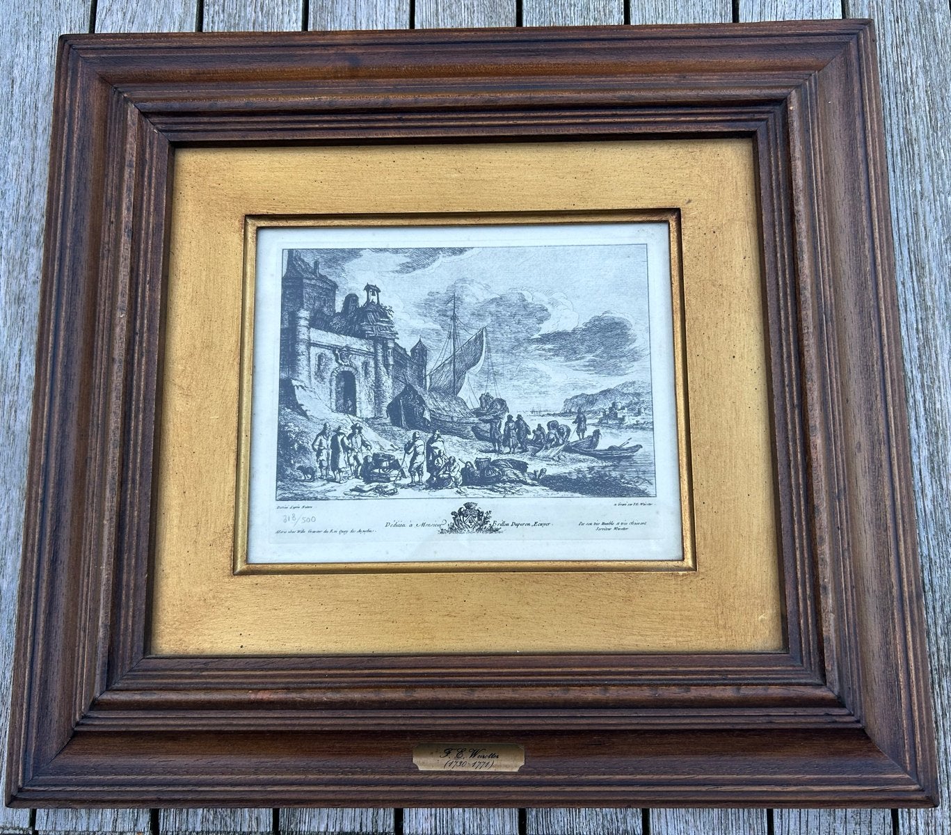 Antieke Gravure F.L. Meunier (1730-1774) - D'Ulysse à Alcino, Genummerd, Mythologie, Ophalen of Verzenden, Gravure