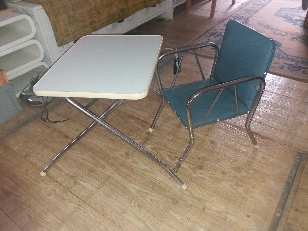 Kinderstoel setje Chroom en formica jaren 50, Ophalen, Gebruikt, Tafel(s) en Stoel(en)