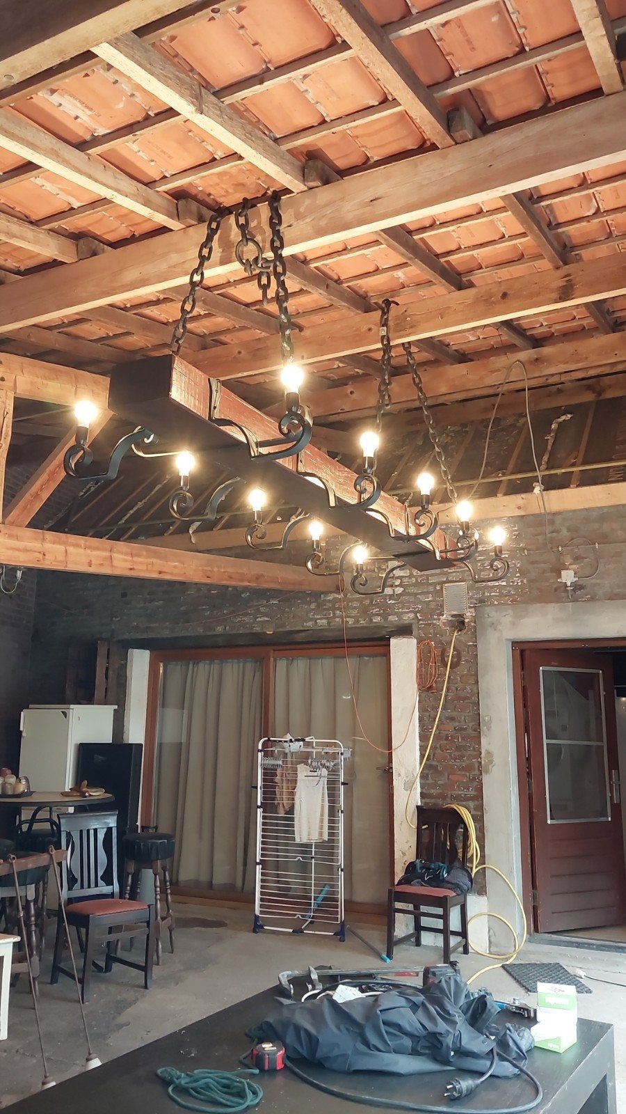 Robuuste café zaal lamp met 10 LED lampen, Ophalen, Gebruikt, Industrieel, Robuust, Café, Overige fittingen