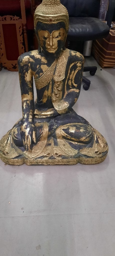 massief houten vergulde Boeddha (thaise poortwachter), Ophalen, Gebruikt, Hout, Gouden accenten