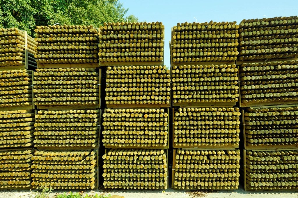 Ronde palen, weipalen, boompalen, geimpregneerd en gefreesd, Ophalen of Verzenden, Nieuw, 180 tot 250 cm, Palen
