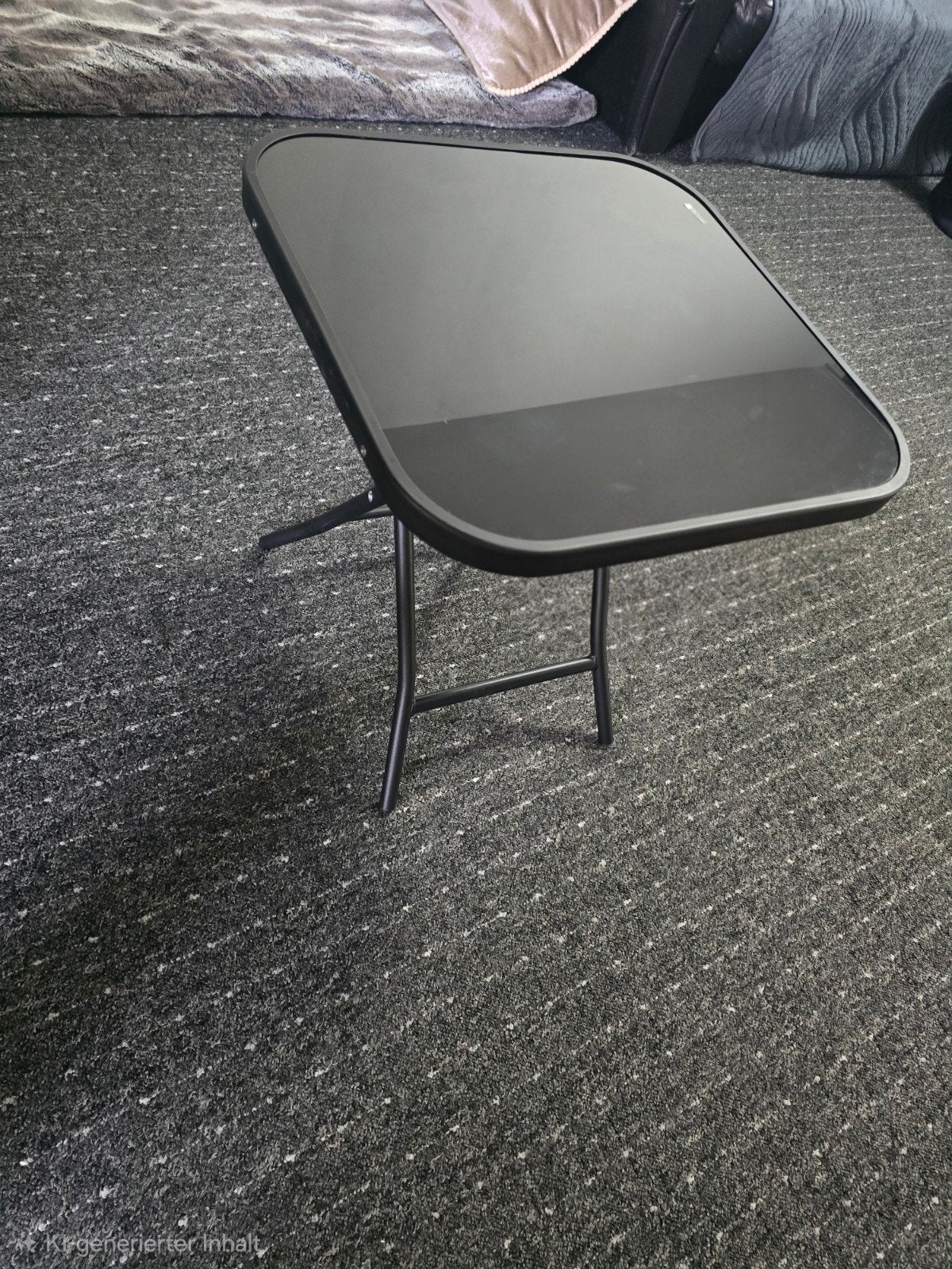Zwarte opvouwbare bijzettafel met glazen blad, Ophalen, Minder dan 45 cm, Minder dan 55 cm, Nieuw