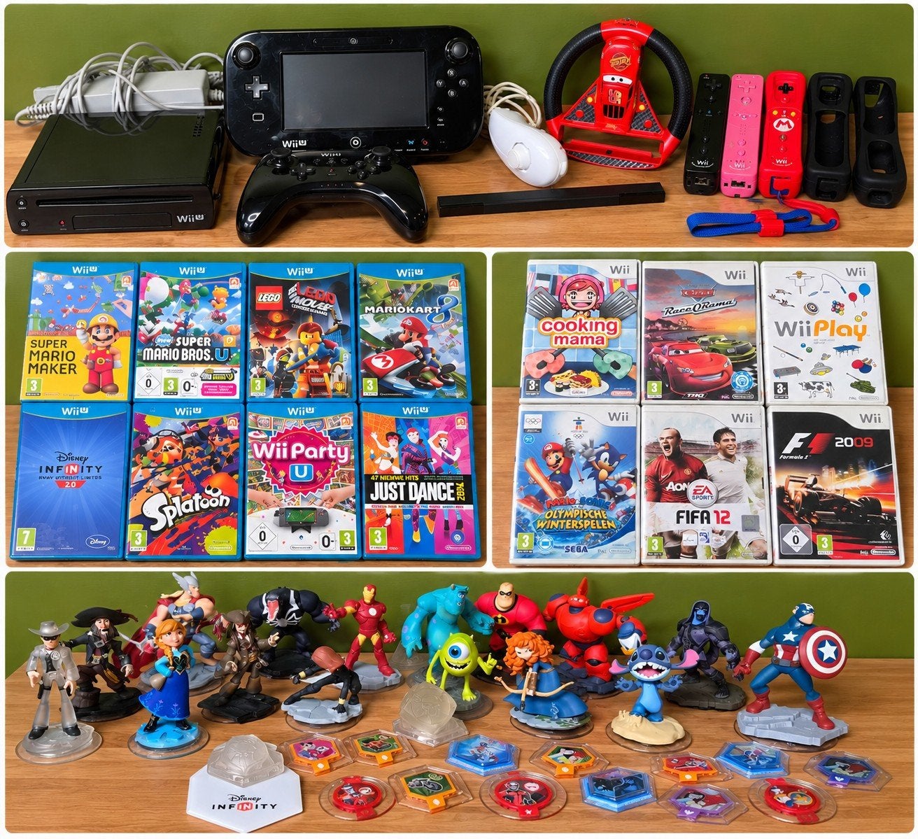 Wii U Console, Super Mario Maker, Games, Controllers & Disne, Ophalen of Verzenden, Gebruikt, Met 3 controllers of meer, Met games