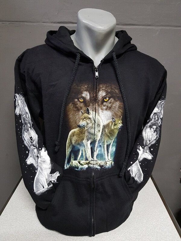 Zwart vest, Wolven, printvest, Ophalen of Verzenden, Nieuw, Overige maten, Zwart