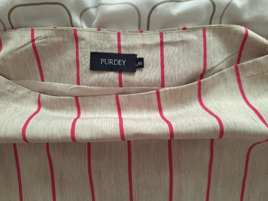 Licht beige rok met roze streep - PURDY - Maat 40, Kleding | Dames, Maat 38/40 (M), Beige, Ophalen of Verzenden, Zo goed als nieuw