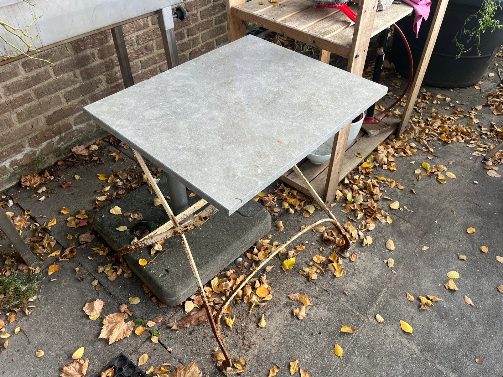 Echte oude franse tuinstoeltjes broccante, Tuin en Terras, Ophalen, Overige materialen, Gebruikt, Bijzettafel