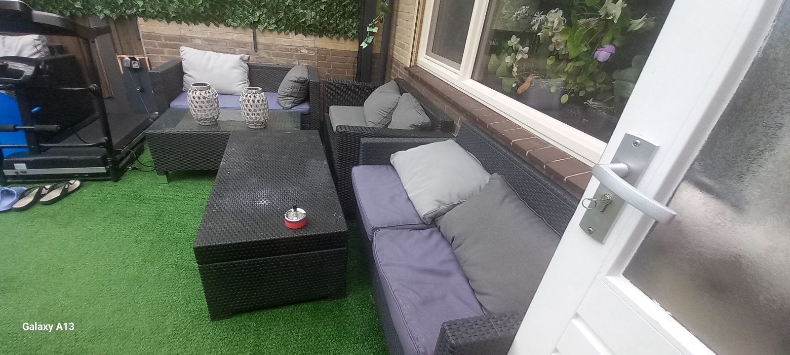 Complete Wicker Loungeset met Kussens, Tuin en Terras, 5 zitplaatsen, Gebruikt, Ophalen of Verzenden, Bank