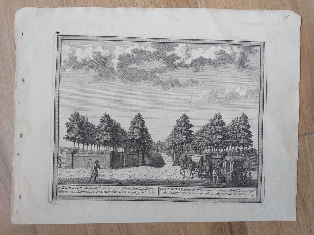 85 Schoten 't Klooster vanaf de Herenweg in te zien Gravure, Stadsgezicht, 17 cm, Blanco verso, Ophalen of Verzenden