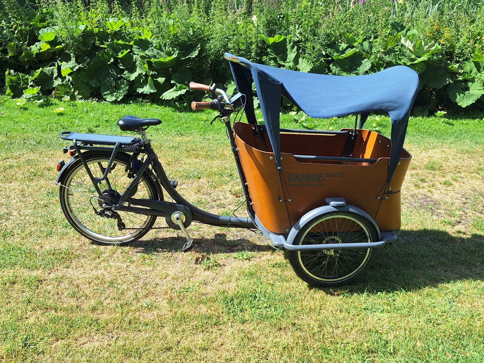 Babboe Curve electrisch Bakfiets met Regenhoes, 4 kinderen of meer, Gebruikt, Huif, Ophalen of Verzenden