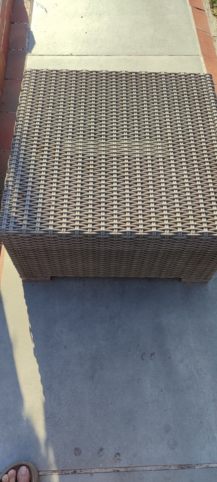 Wicker bijzettafel/voetenbankje voor buiten, Tuin en Terras, Ophalen of Verzenden, Wicker