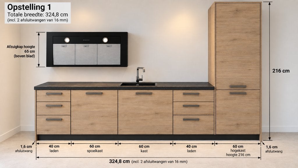 Foto 2 van UH15 Showroomkeuken  lichte houtlook – flexibelle opstelling