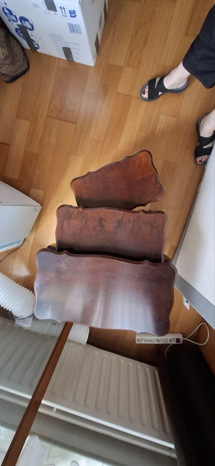 Set van 3 bijzettafels - Hout, Huis en Inrichting, Tafels | Bijzettafels, Minder dan 55 cm, Gebruikt, Overige vormen, Hout