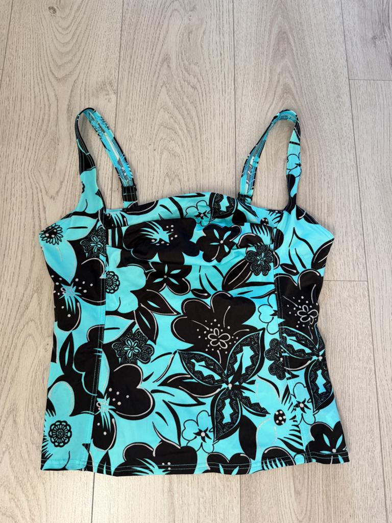 Bonprix Tankini top maat 46 - Zwart/Turquoise bloemenprint, Kleding | Dames, Badmode en Zwemkleding, Ophalen of Verzenden, Gedragen