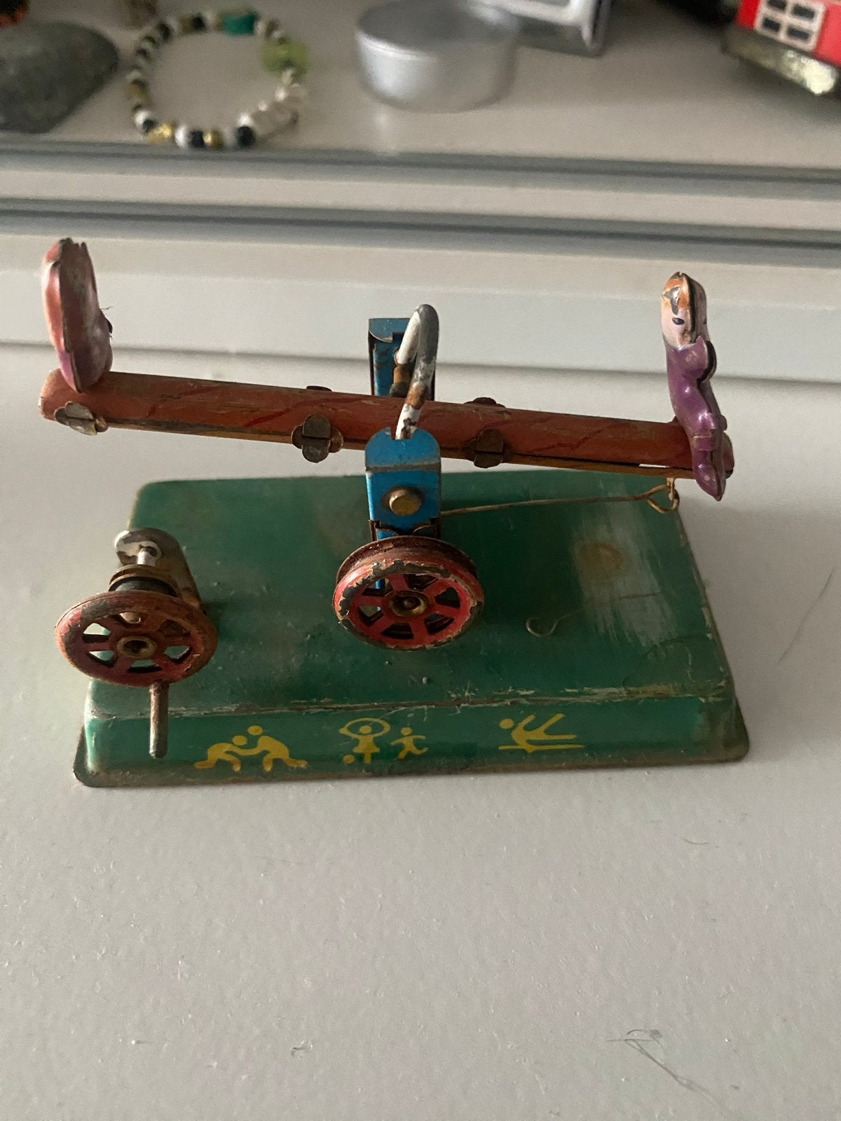 Vintage blikken speelgoed wipwap - Mechanisch, Antiek en Kunst, Ophalen of Verzenden