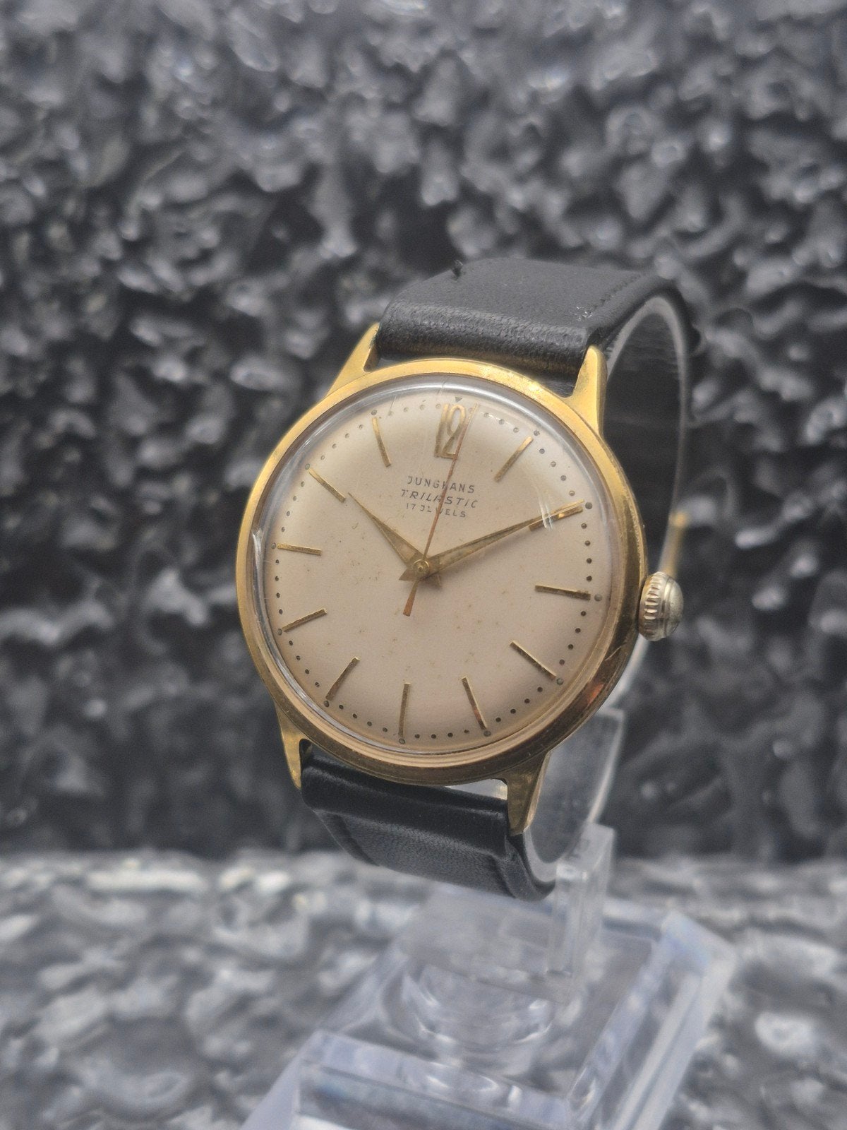 Junghans Trilastic 17 Jewels Kaliber 93/1 Verguld Vintage, IOS, Junghans, Ophalen of Verzenden, Junghans