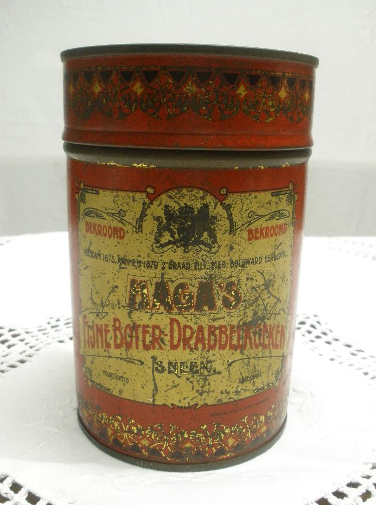 Antiek Haga blik Fijne Boter Drabbelkoeken Sneek / ca. 1900, Ophalen of Verzenden, Gebruikt, Koek(jes), Overige merken