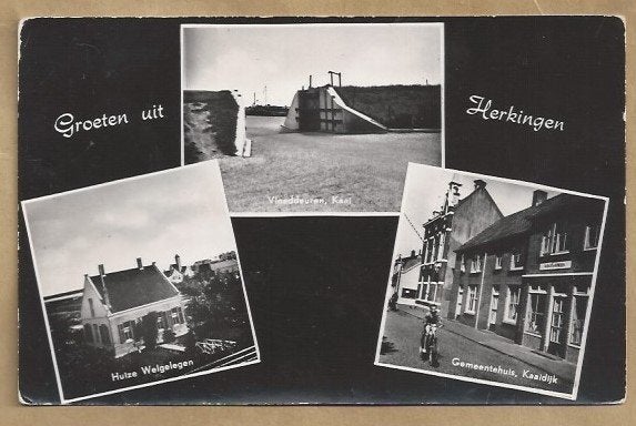 Oude ansichtkaart Herkingen: Vissershaven, Huize Welgelegen, Verzamelen, Ophalen of Verzenden, Voor 1920, Gelopen, Zuid-Holland