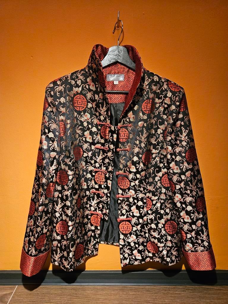 Chinese jas zwart/rood. Maat S, Guiling, Zwart, Ophalen of Verzenden, Zo goed als nieuw