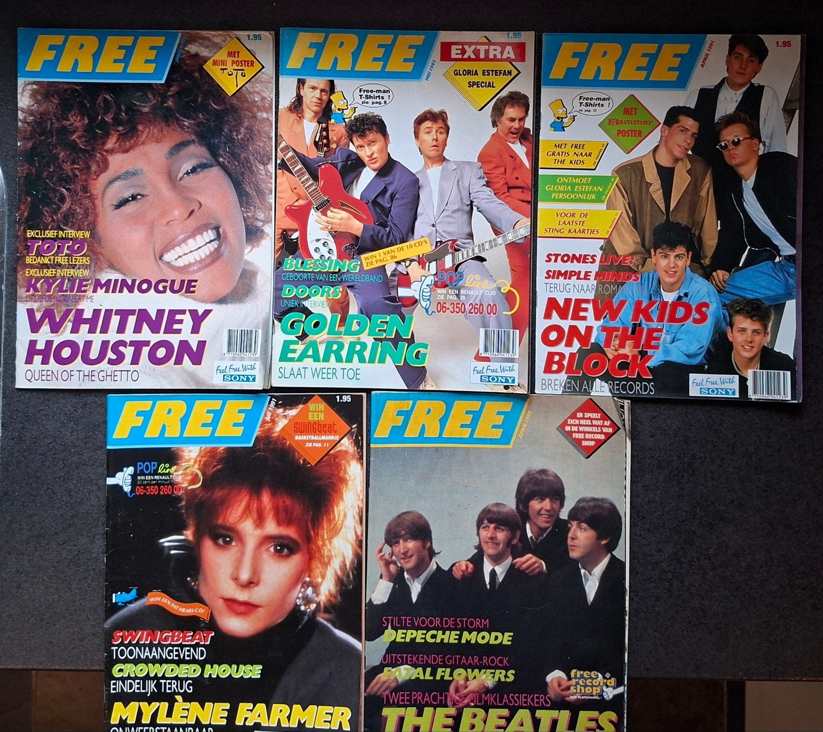 5 x tijdschrift Free. ( 3 met poster), Ophalen of Verzenden, 1980 tot heden, Tijdschrift