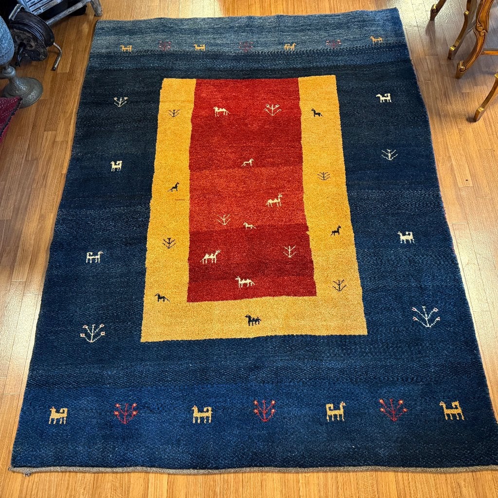 perzisch tapijt gabbeh - 287 x 214 cm – Gratis bezorgd, TTM Wonen, Meubels – (Perzische) Tapijten en Woonaccessoires, Blauw, Taag 63, 2491 CS, Den Haag (Forepark)
