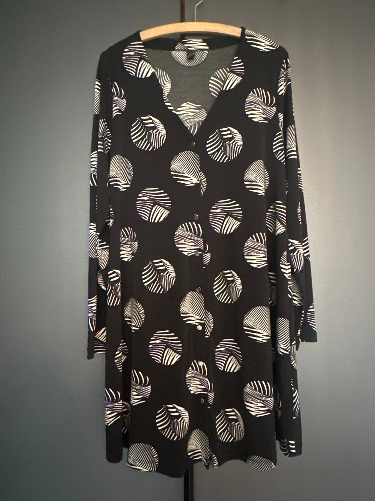 Yoek jurk - zwart met wit patroon - Yoek maat M, Zwart, Maat 46/48 (XL) of groter, Ophalen of Verzenden, Zo goed als nieuw