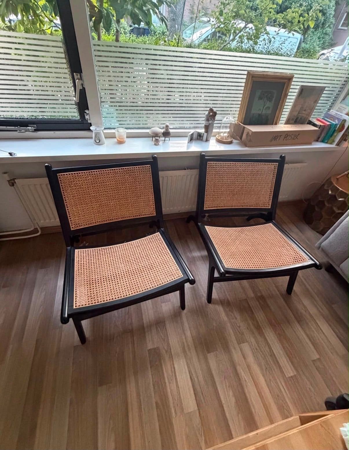 Set van 2 rotan lounge stoelen - zwart, Ophalen
