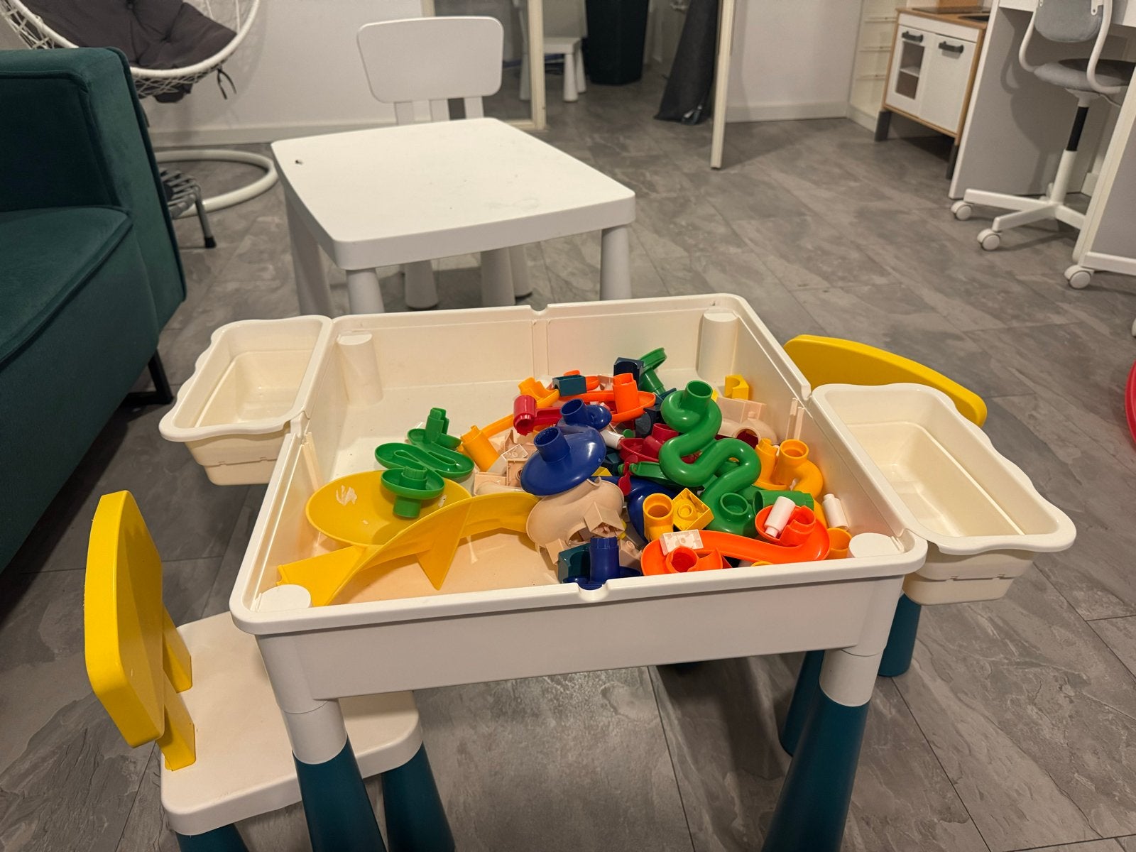 Multifunctionele bouwtafel 4-in-1 met bouwblokken, Ophalen, Zo goed als nieuw, Overige merken