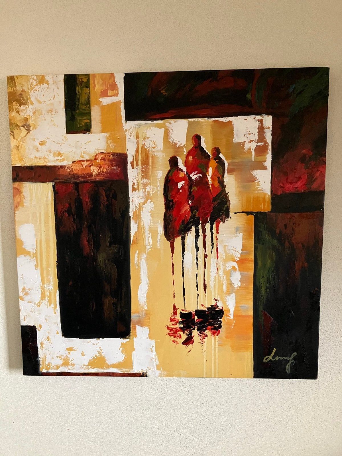 Abstract schilderij 60x60 cm, Ophalen, Met textuur, Figuren