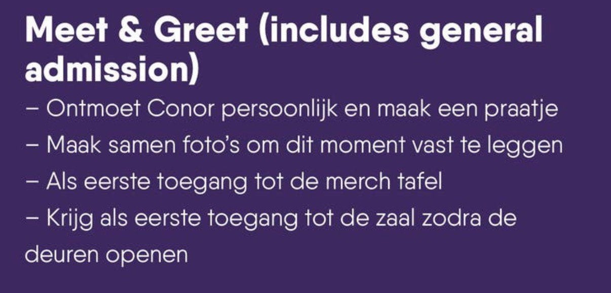 Meet & Greet Conor McLain concerttickets 4 okt. Mezz Breda, Tickets en Kaartjes, Twee personen, Oktober