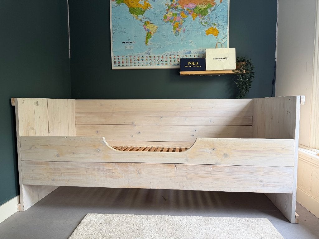 JORGS steigerhouten bed Jip (90x200) + IKEA matras - Utrecht, 85 tot 100 cm, Gebruikt, 180 cm of meer, Ophalen