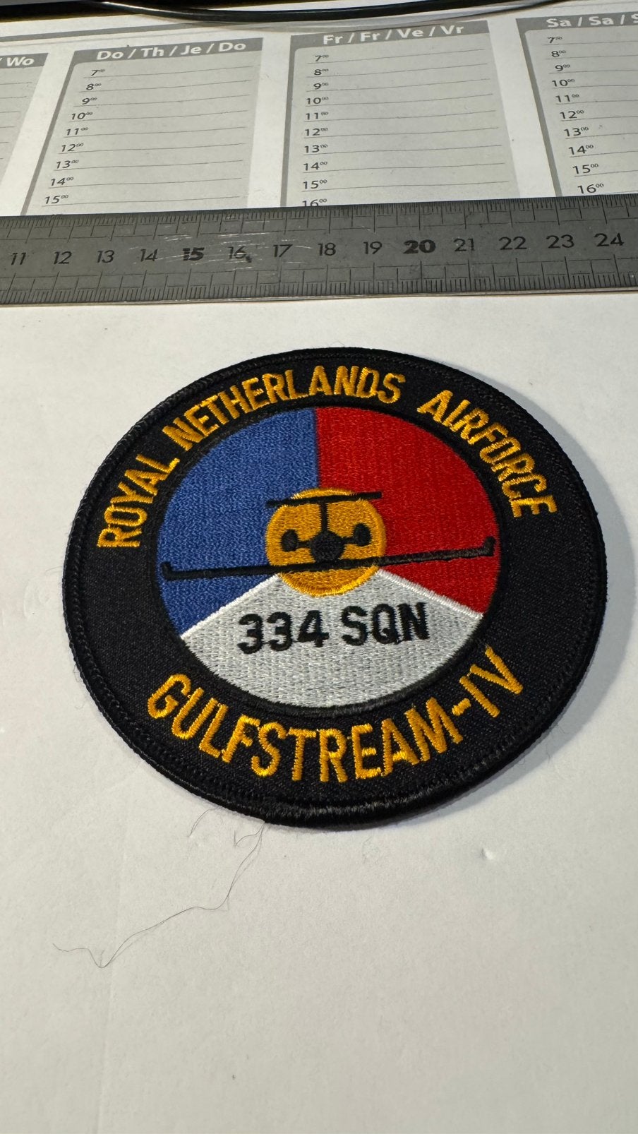 Patch luchtmacht klu roundel Gulfstream IV, Verzamelen, Ophalen of Verzenden, Zo goed als nieuw, Patch, Badge of Embleem