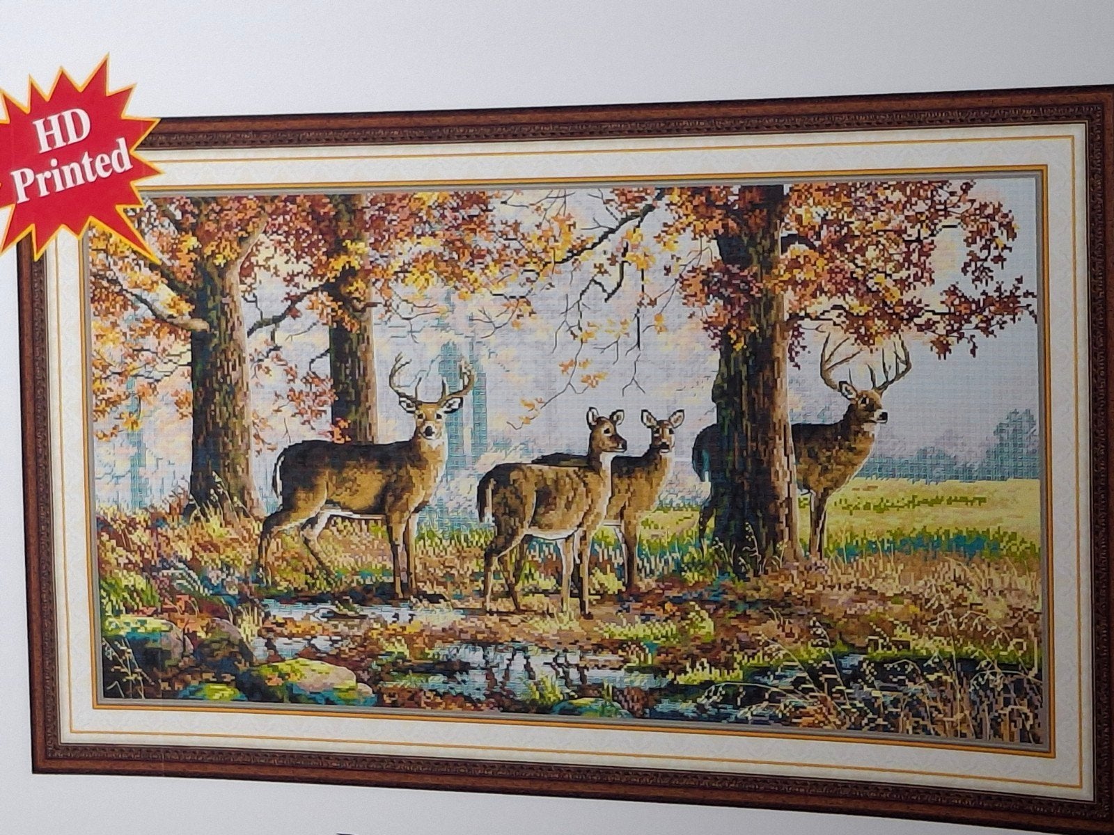 Borduurpakket  Herten in Herfstbos, Verzenden, Nieuw, Handborduren, Borduurpakket