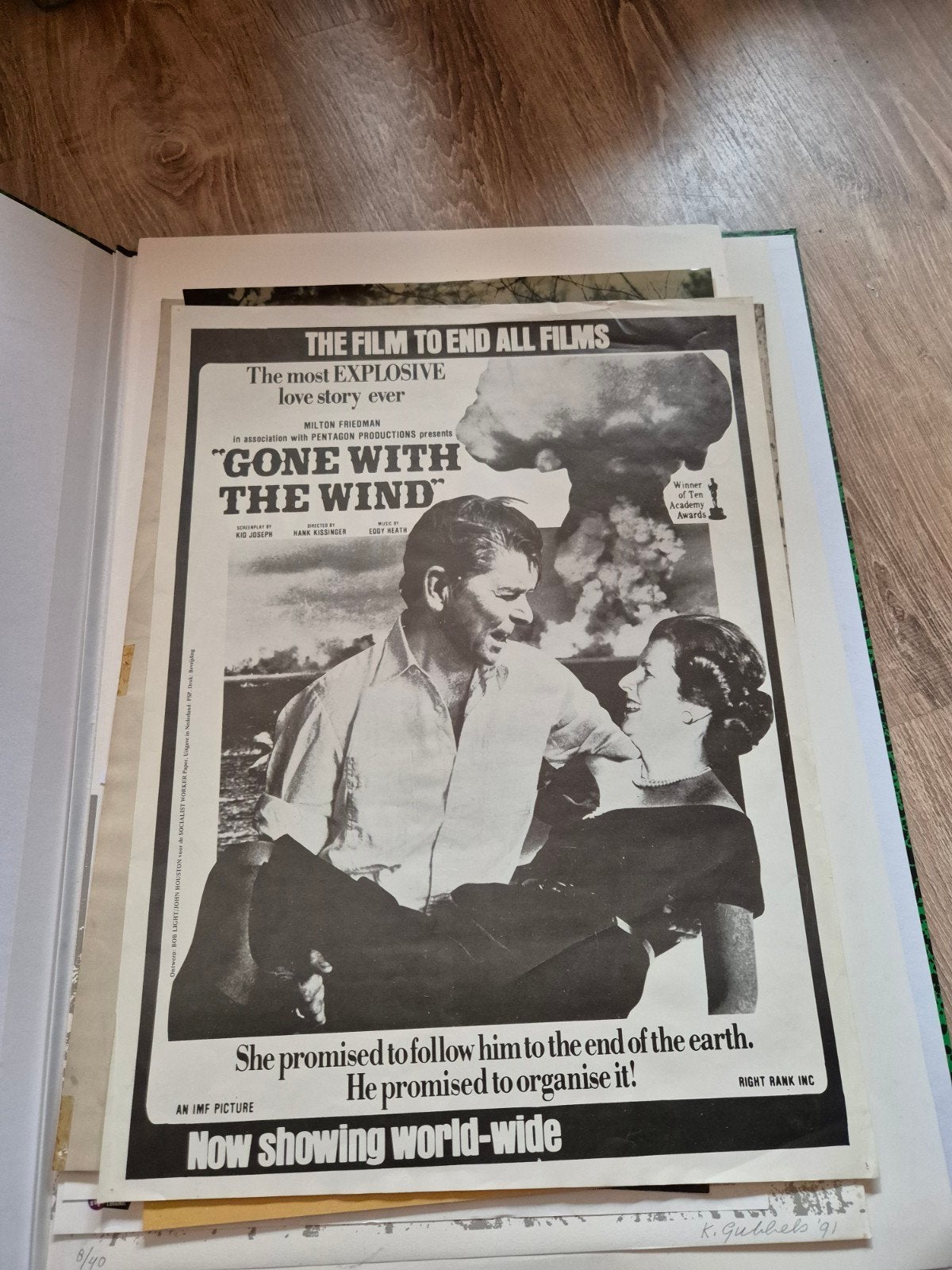 Vintage 'Gone With The Wind' Filmposter - 44x59 cm, Ophalen of Verzenden, A1 t/m A3, Film en Tv, Rechthoekig Staand