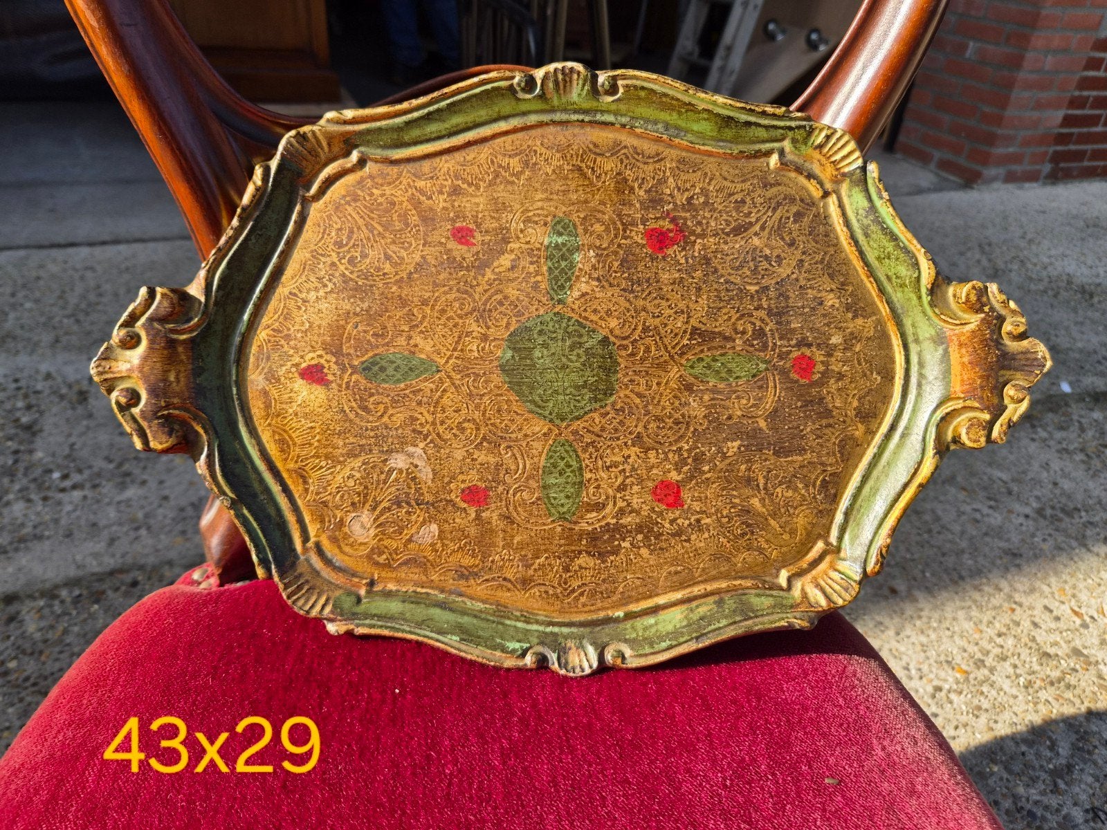 Italiaans houten dienblad - Vintage decoratie, Gebruikt, Met handvatten, Ophalen of Verzenden, Dienblad