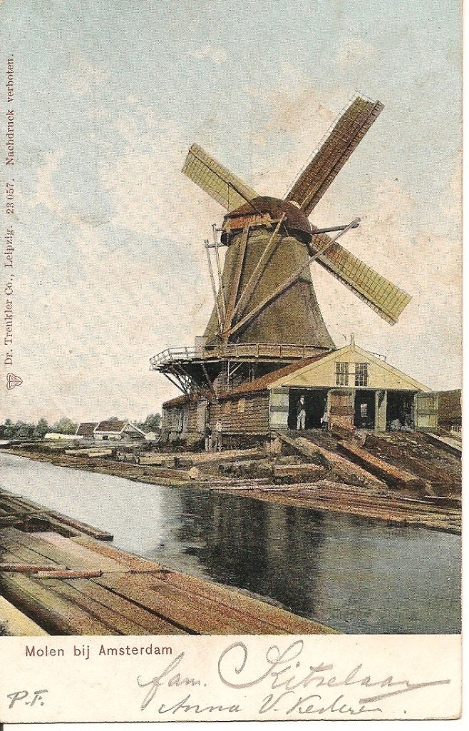 Oude ansichtkaart Molen bij Amsterdam, Gelopen 1906, Ophalen of Verzenden, Voor 1920, Gelopen, Noord-Holland