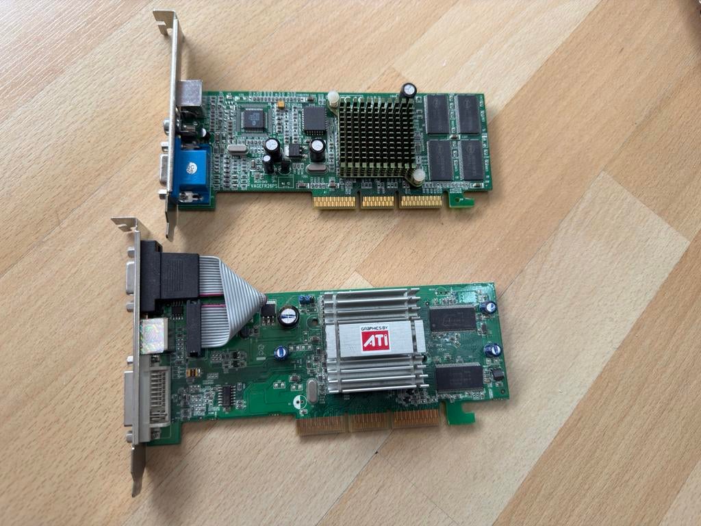 Vintage Videokaarten: ATI Rage 128 Pro & NVIDIA Riva TNT2, Computers en Software, Videokaarten, Gebruikt, AMD, Overige soorten