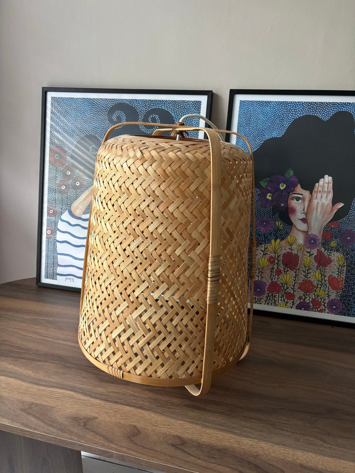 Rotan hanglamp - Boheemse stijl (IKEA), Ophalen, Gebruikt, Natuurlijk materiaal, Overige fittingen