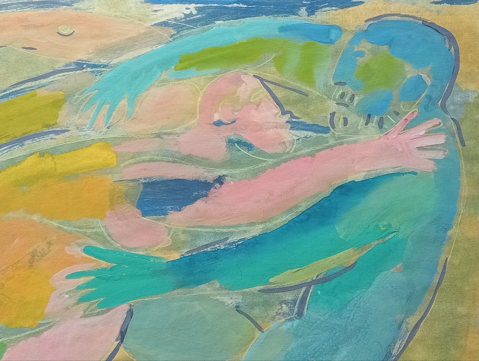 Aquarel vrijend Koppel erotiek naakt stijl Leo Gestel, Ophalen of Verzenden