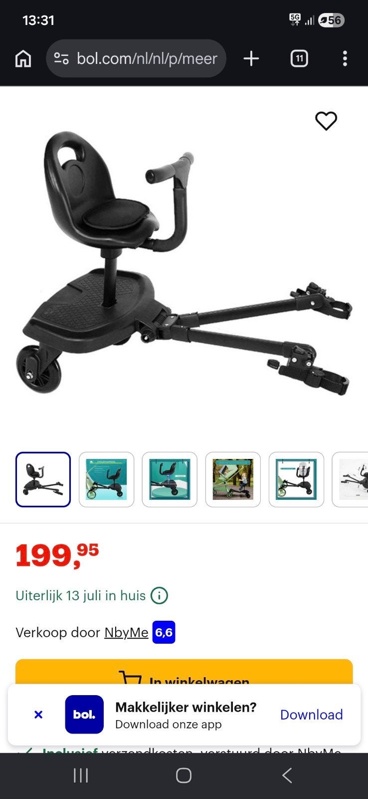 Meerijdplankje met zitje voor kinderwagen/buggy, Kinderen en Baby's, Kinderwagens en Combinaties, Duowagen, Ophalen of Verzenden