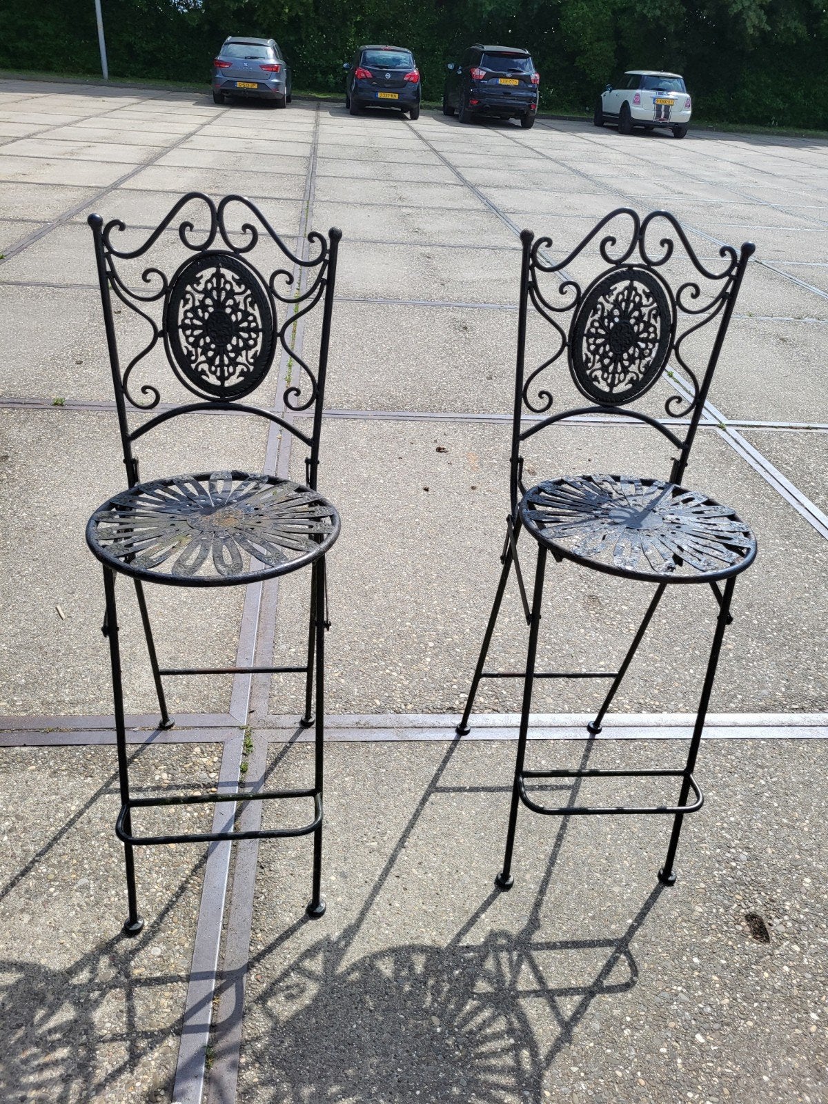 Gietijzeren krukken/stoelen - opknappers, Ophalen, Gebruikt, X, IJzer